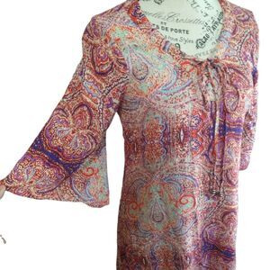 Cupio flared  tunic dress Small Multicolor Feminine Hippie Bohemian